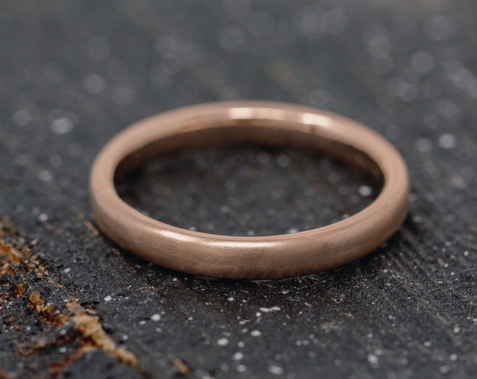 2.6mm Wide SOLID 9ct Rose Gold Ring, Court Profile, Satin Finish, Handmade 9ct Rose gold Wedding Ring, Gift for Her