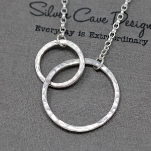 Sterling Silver Circle NecklaceInterlocking Circles NecklaceSterling Silver Infinity Circle NecklaceMothers Daughter PendantGift for Her image 1