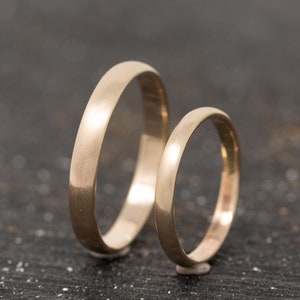 Infinitas Ring Set, 9ct Yellow Gold, Handmade Gold Wedding Rings, Matt Effected, Custom Made Wedding Jewelry, Classic, Simple, Timeless