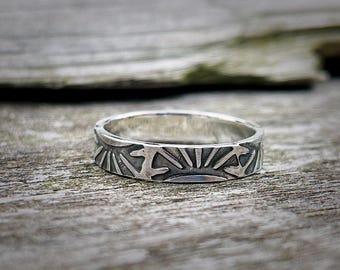 Sterling Silver Navajo Ring, Hand Stamped Ring Band, Handmade Ring, Unisex Ring, Rustic Ring, Stamped Ring, Mens Ring, Thumb Ring, Wide Ring