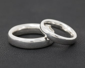 Completus Ring Set the Grande Version, Sterling Silver, 4mm and 6mm Wide, Chunky Silver Ring Set, Simple, Minimalist, Classic