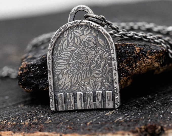 Handmade Owl Pendant Necklace, in Solid Sterling Silver, the View from the Window, Owl Necklace, Talisman Necklace, Unisex