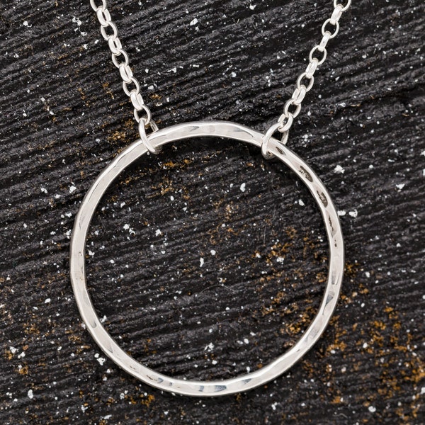 Large Sterling Silver Circle Necklace|Sterling Silver Infinity Circle Necklace|Open Circle Necklace|Silver Minimalist Necklace|Gift for Her