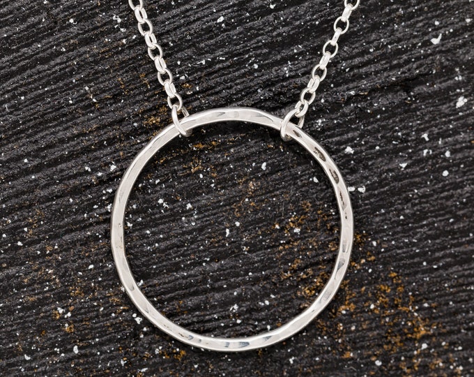 Large Sterling Silver Circle Necklace|Sterling Silver Infinity Circle Necklace|Open Circle Necklace|Silver Minimalist Necklace|Gift for Her