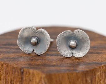 Sterling Silver Poppy Earrings|Poppy Earrings|Poppy Stud Earrings|Floral Earrings|Poppy Flower Earrings|Handmade Earrings|Gift for Her