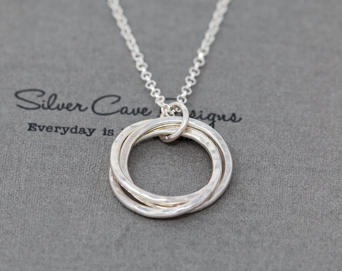 Sterling Silver 3 Circles Necklace|Russian Ring Necklace|Sterling Silver Trinity Necklace|30th Birthday Gift|Gift for Mother|Gift for Her