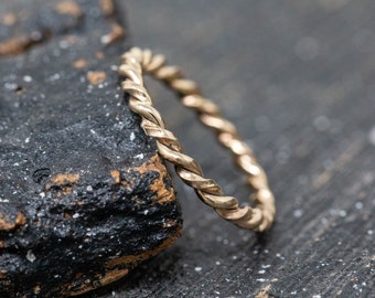 9ct Yellow Gold "Amplexus" Ring, Gold Rope Ring, Gold Twisted Ring, 2mm Wide, Handmade, 9ct Yellow Gold Wedding Ring, Gift for Her