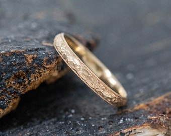 Quatre  Ring, 9ct Yellow Gold, 4 Petal Flower Pattern, Unique Wedding Ring, Victorian Inspired Gold Ring, Floral Design, Handmade to Order