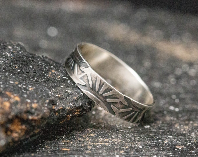 Sterling Silver Navajo Ring, Hand Stamped Ring Band, Handmade Ring, Unisex Ring, Rustic Ring, Stamped Ring, Mens Ring, Thumb Ring, Wide Ring