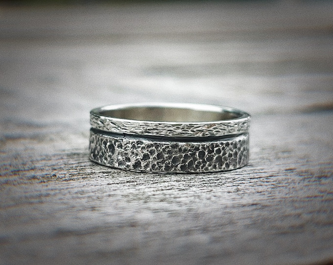 Formatus Ring, Sterling Silver, 6mm Wide, Handmade Sterling Silver Textured Ring, Handforged, Unisex, Rustic yet Delicate, Minimalist
