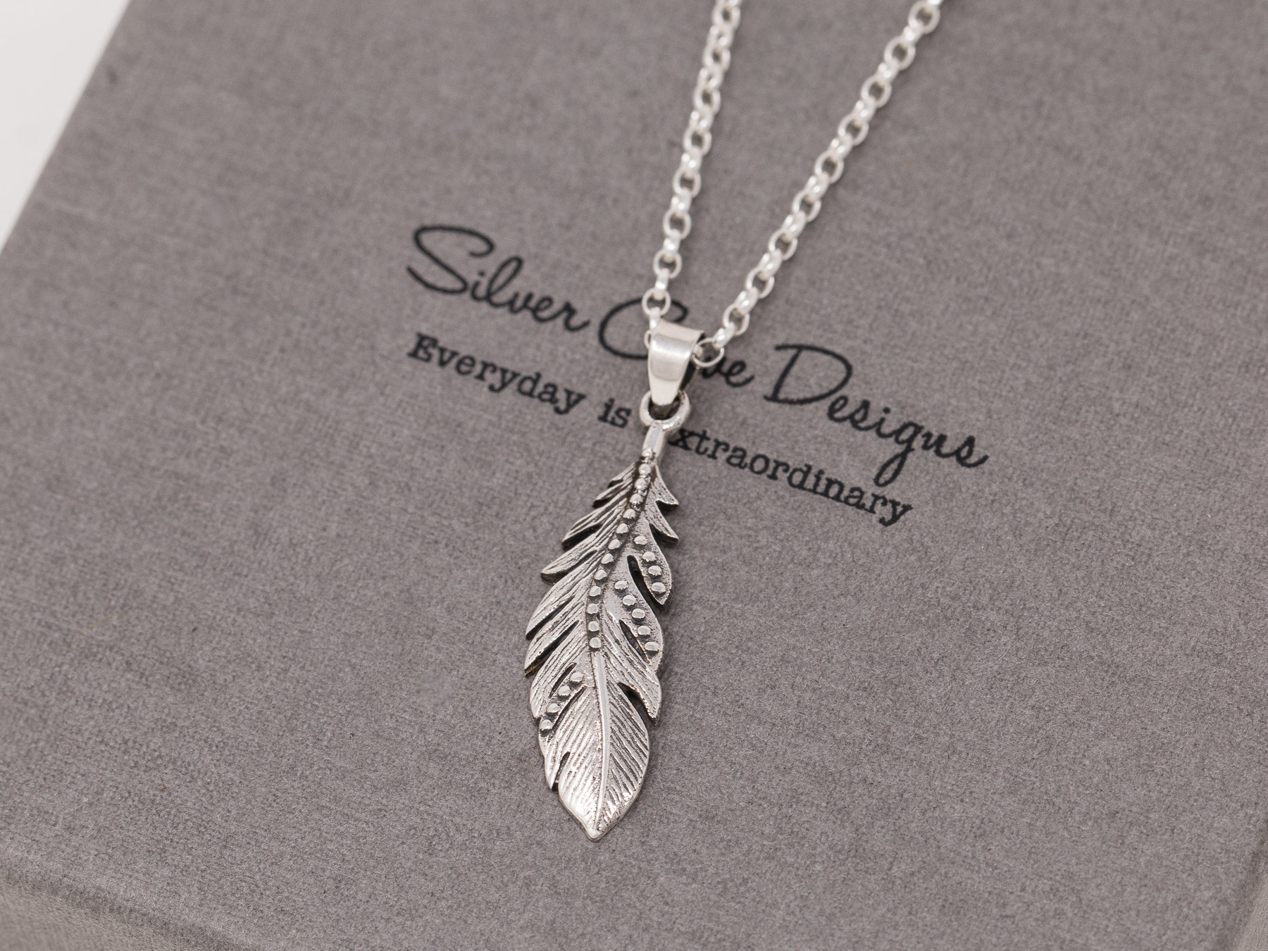 Sterling Silver Angel Feather Necklace, Silver Feather Necklace, Angel