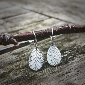 Sterling Silver Willow Teardrop Earrings: Botanical Dangle Jewelry