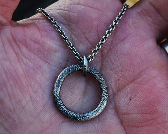 Altera IV Pendant – Recycled Sterling Silver Freeform Circle Necklace, One of a Kind Handmade Jewellery