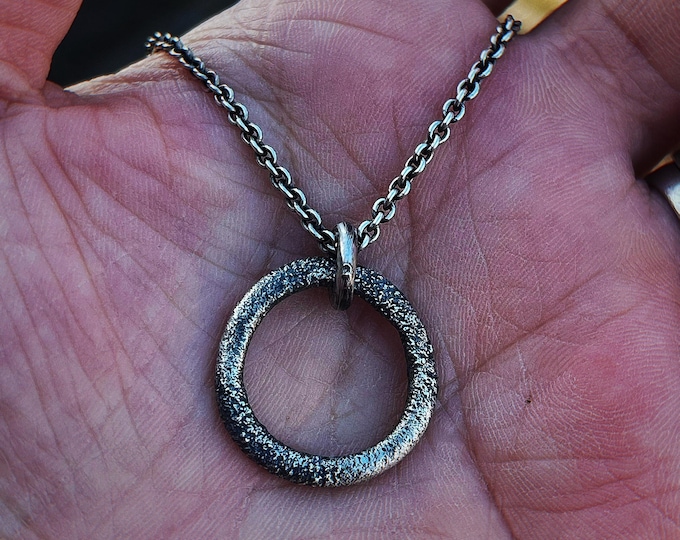 Altera IV Pendant – Recycled Sterling Silver Freeform Circle Necklace, One of a Kind Handmade Jewellery