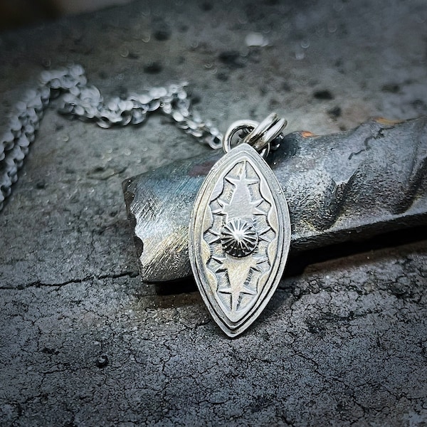 Handgemachte Sterling Silber Auge Anhänger Halskette, Navajo Stil Anhänger, Auge des Bösen Halskette, Talisman Halskette, Geschenk für Sie