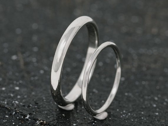 3mm 1.5mm Solid 9ct White Gold Wedding Ring Setwhite Gold
