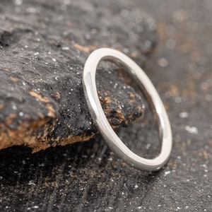 Completus Ring, in 9ct White Gold, 2mm Wide, Handmade White Gold Wedding Ring, Stackable, Classic, Simple, Sleek, Unisex, Made to Order