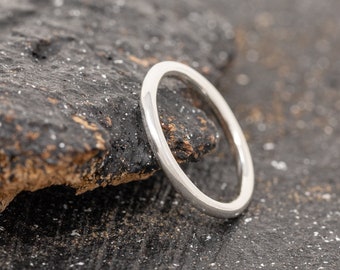 Completus Ring, in 9ct White Gold, 2mm Wide, Handmade White Gold Wedding Ring, Stackable, Classic, Simple, Sleek, Unisex, Made to Order