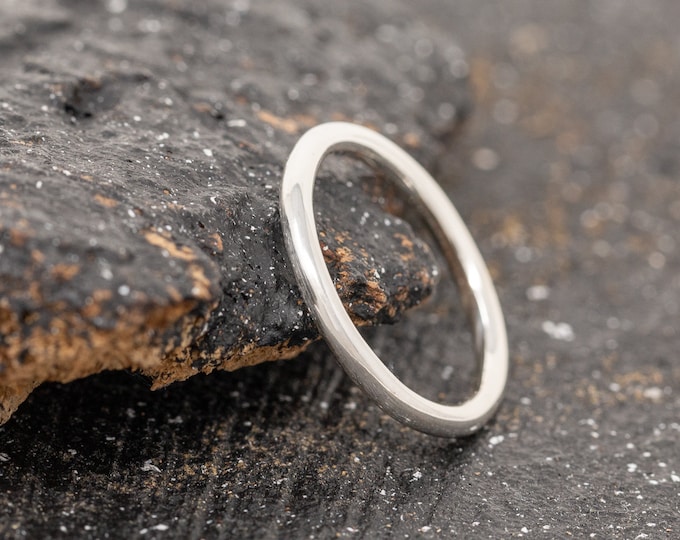Completus Ring, in 9ct White Gold, 2mm Wide, Handmade White Gold Wedding Ring, Stackable, Classic, Simple, Sleek, Unisex, Made to Order