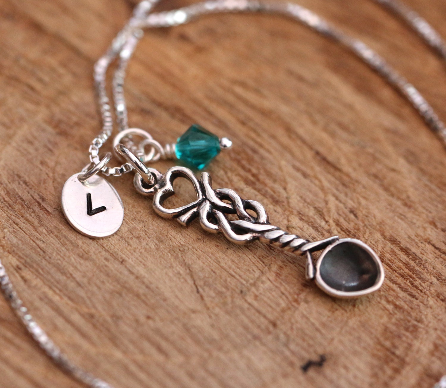 Sterling Silver Spoon Necklace Welsh Spoon Necklace Silver Love Spoon Necklace Birthstone Necklace Initial Necklace Gift for Her
