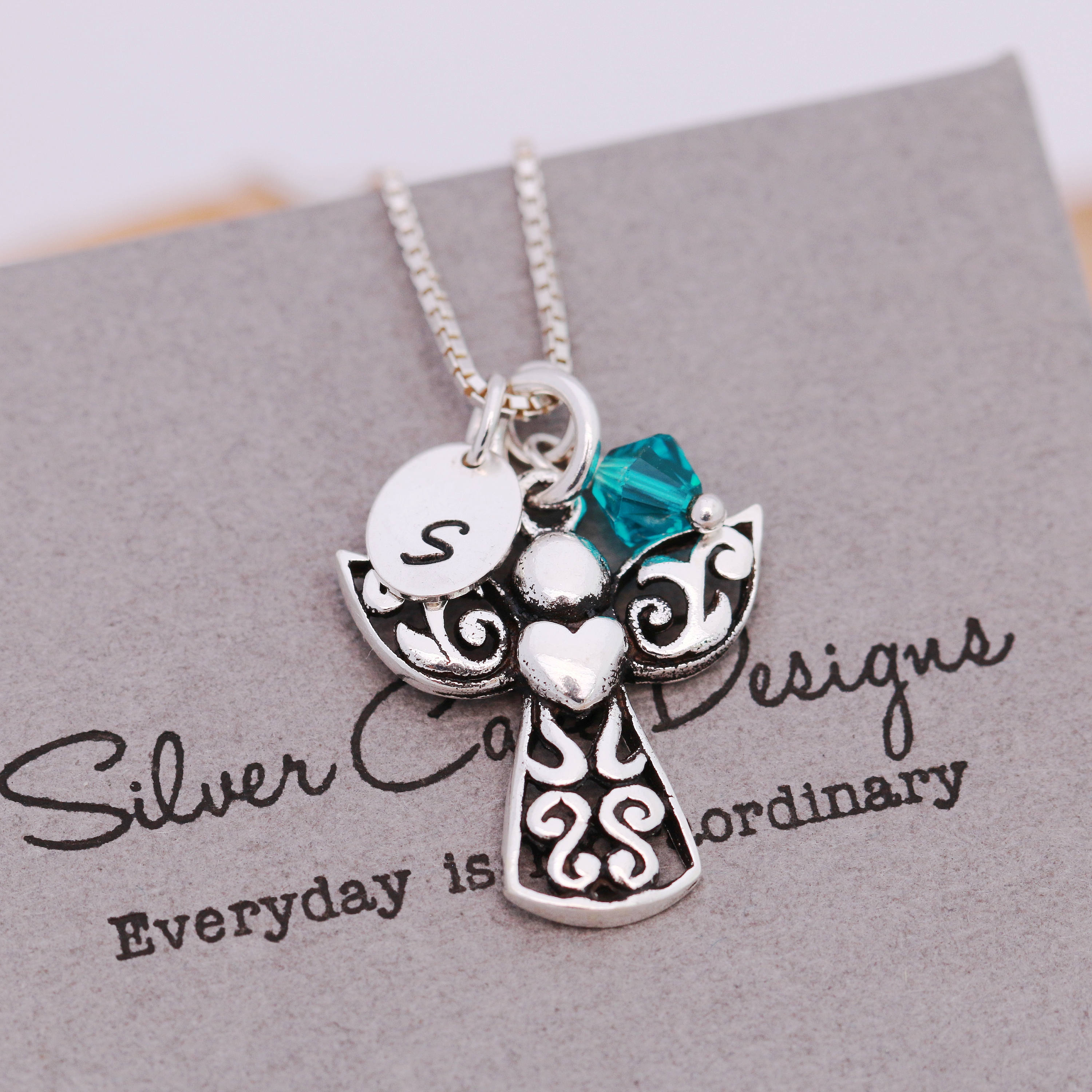 Sterling Silver Angel Necklace Guardian Angel Pendant Necklace - Etsy