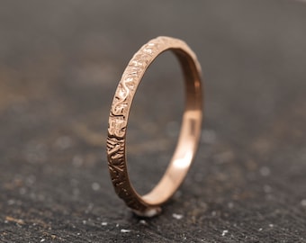 Flora Aeterna Ring, in 9ct Rose Gold, 2.5mm Wide, Handmade Floral Wedding Ring, Antique Inspired Eternity Ring, Made to Order