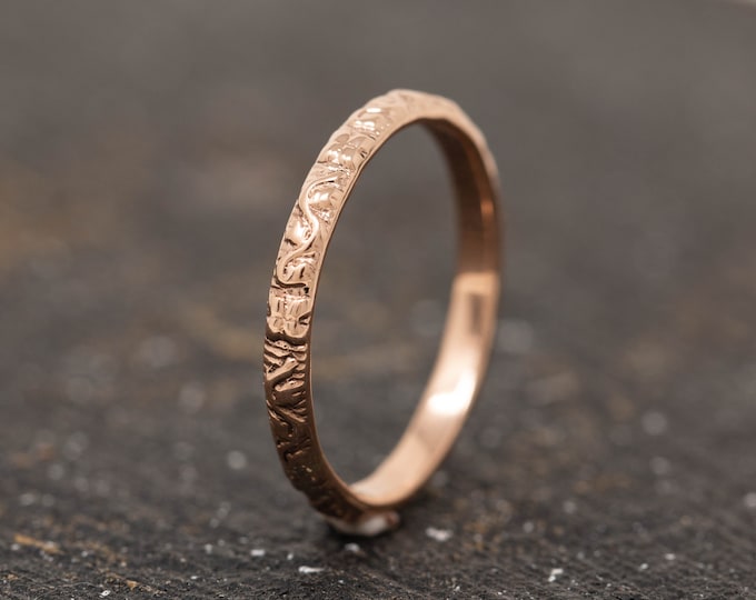 Solid 9ct Rose Gold Wedding Band, Rose Gold Floral Ring, Rose Gold Patterned Ring, Gold Floral Wedding Ring, Gold Flower Ring, Gift for Her