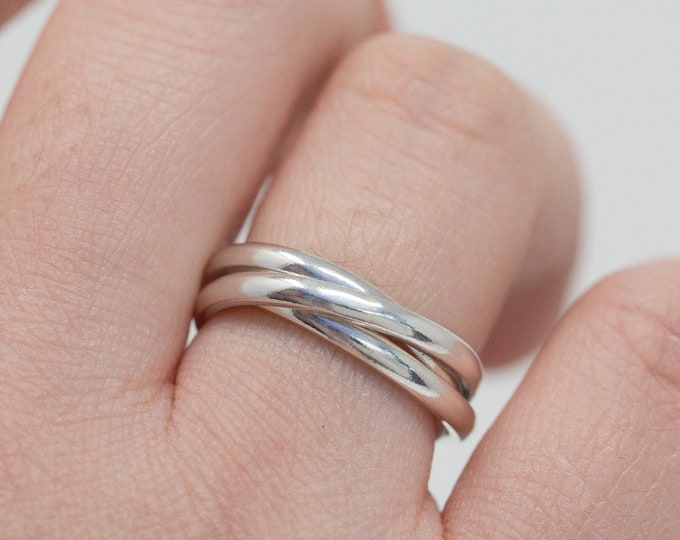 Sterling Silver Unio Trina Ring, Trio Band Wedding Ring, Silver Trinity Ring, Classic, Timeless, Heritage, Symblic jewelry, Gift for Her