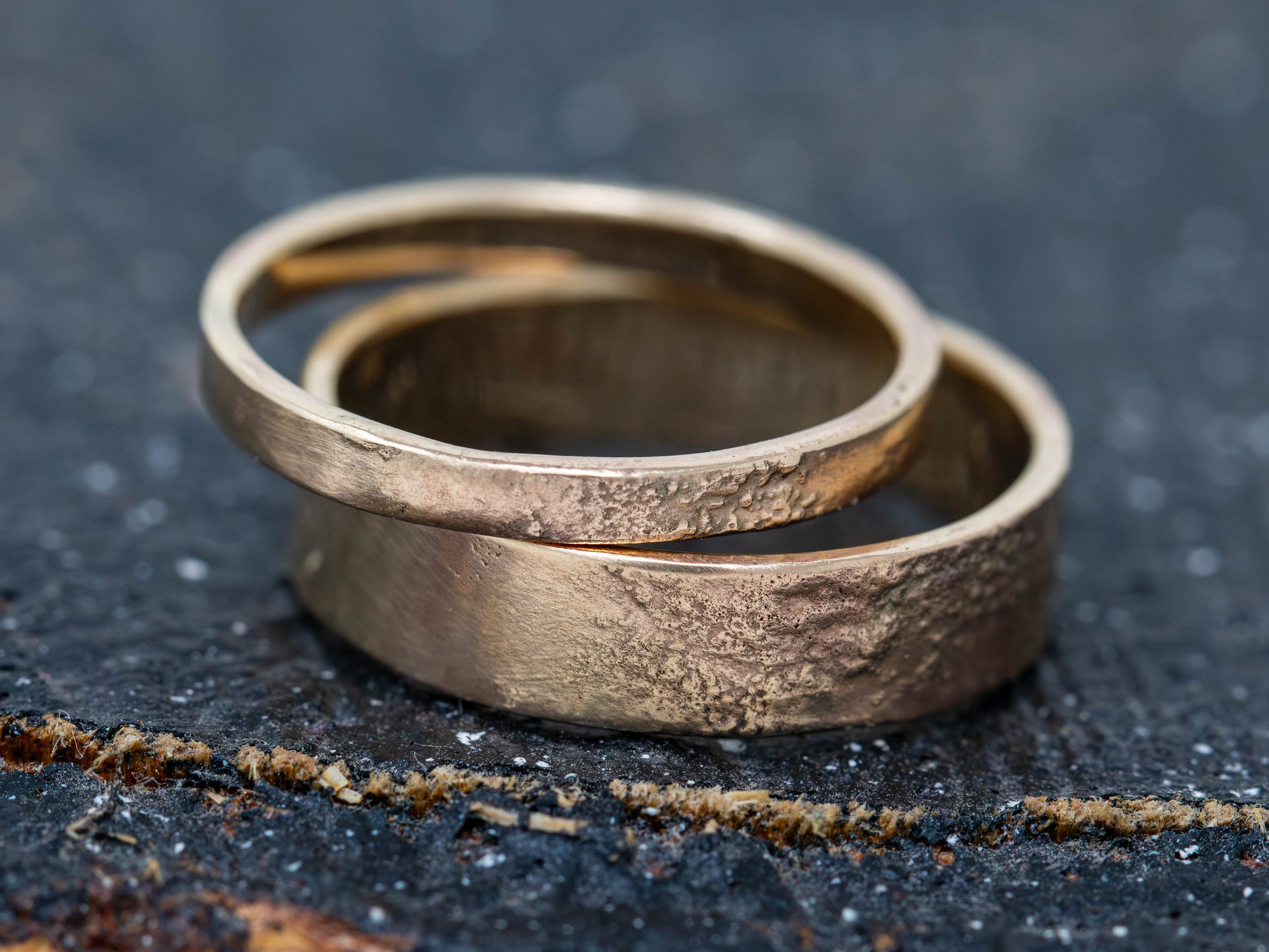Rustic wedding ring sets deals