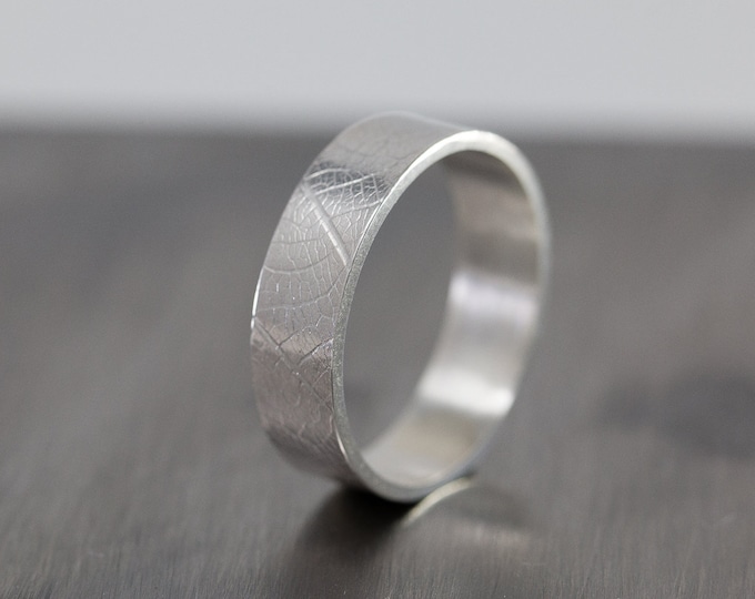 Sterling Silver Subtextus Ring, 4mm or 6mm Wide, Leaf Skeleton Pattern Ring, Handmade, Minimalist, Simple, Naure Inspired., OOAK