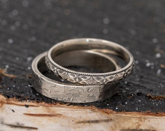 Ensemble d'alliances en argent sterling, ensemble d'alliances florales, anneaux de mariage à motifs, bagues pour elle et lui, alliances pour hommes