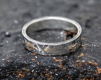 Keum Boo Celestial Ring: 24K Gold & Sterling Silver Textured Band