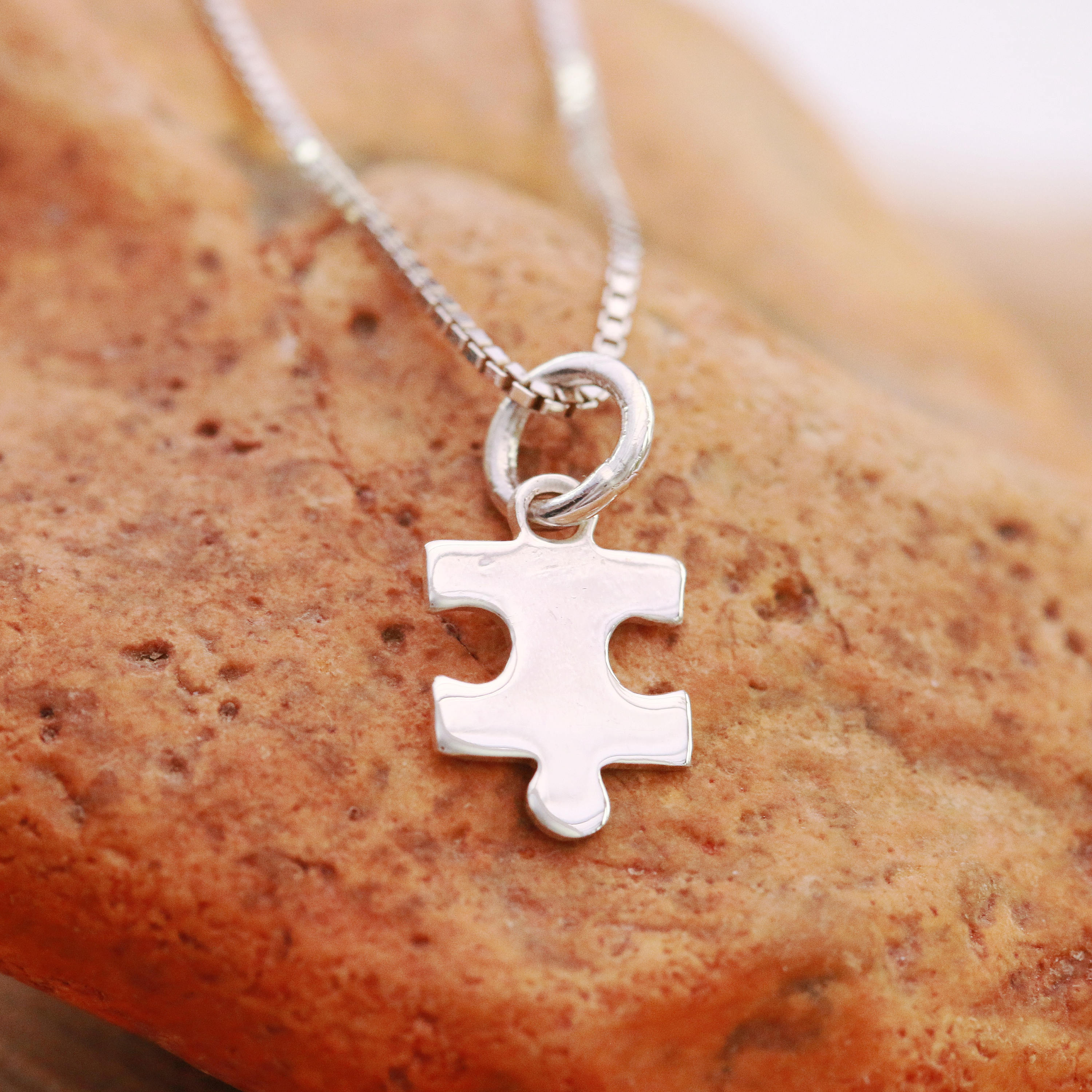 Set of Sterling Silver Heart Puzzle Necklaces, Silver Puzzle Necklace
