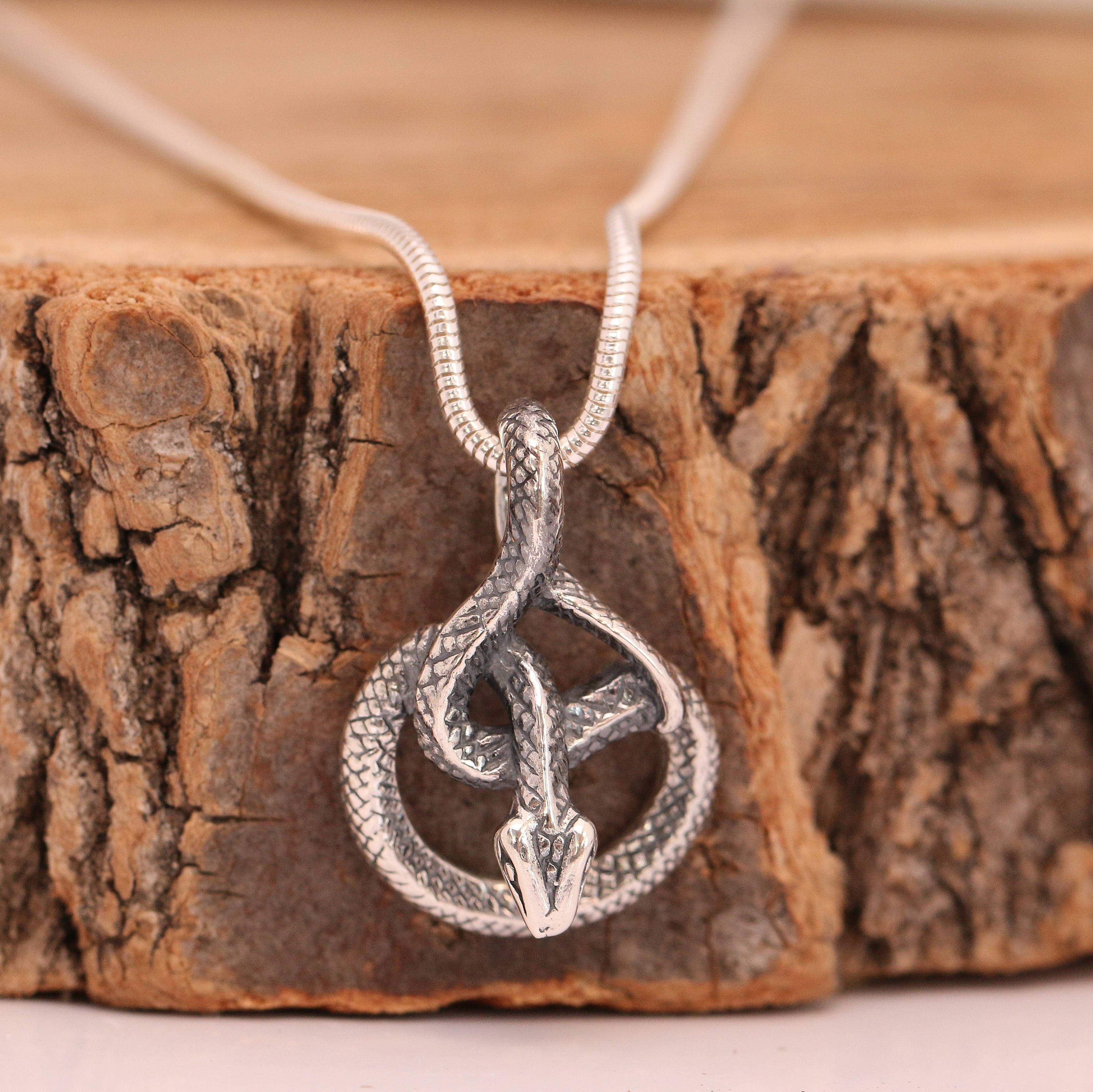 Sterling Silver Snake Necklace, 3D Snake Necklace, Silver Python ...