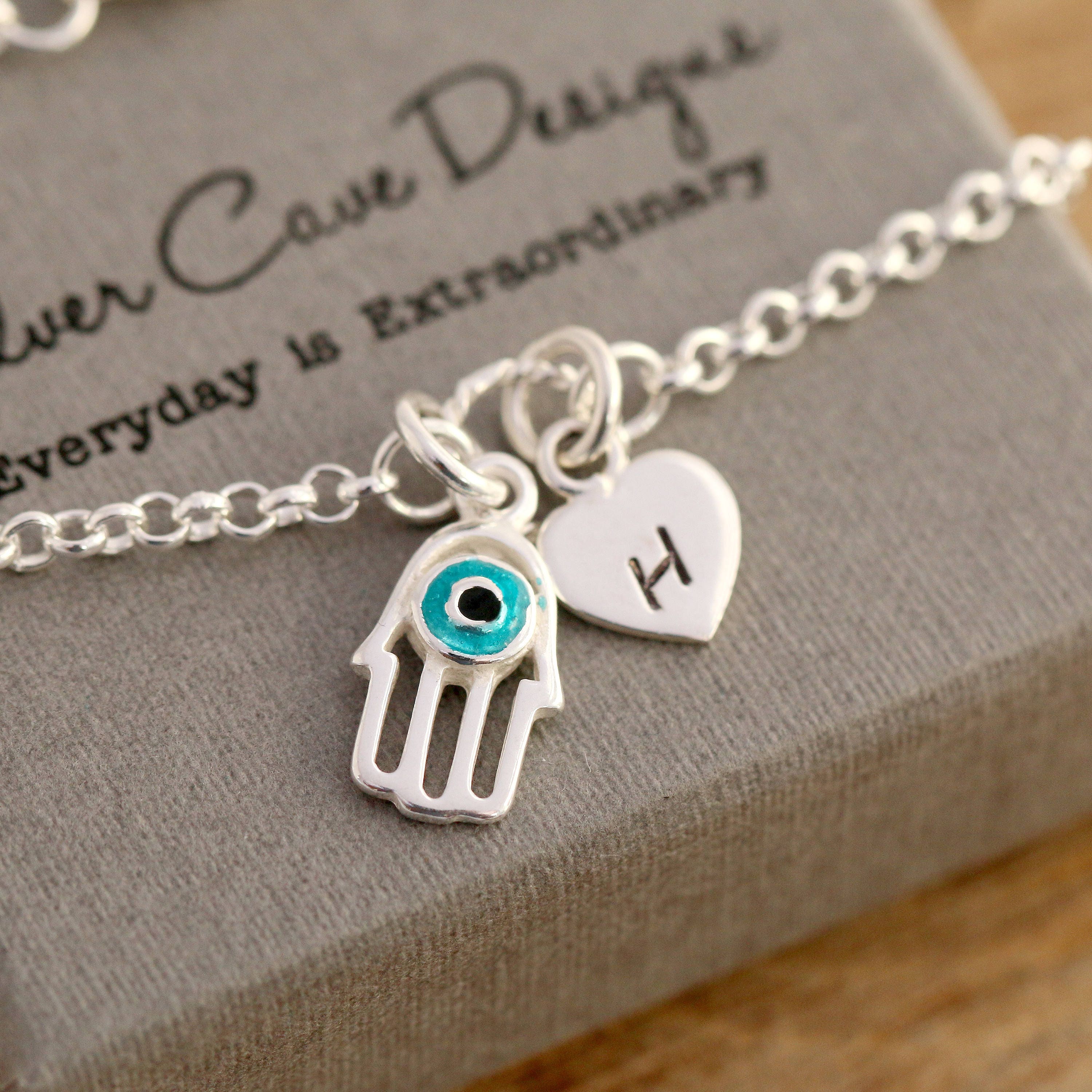 sold per 2 pieces Sterling Silver Hasma Hand Charm 8mm