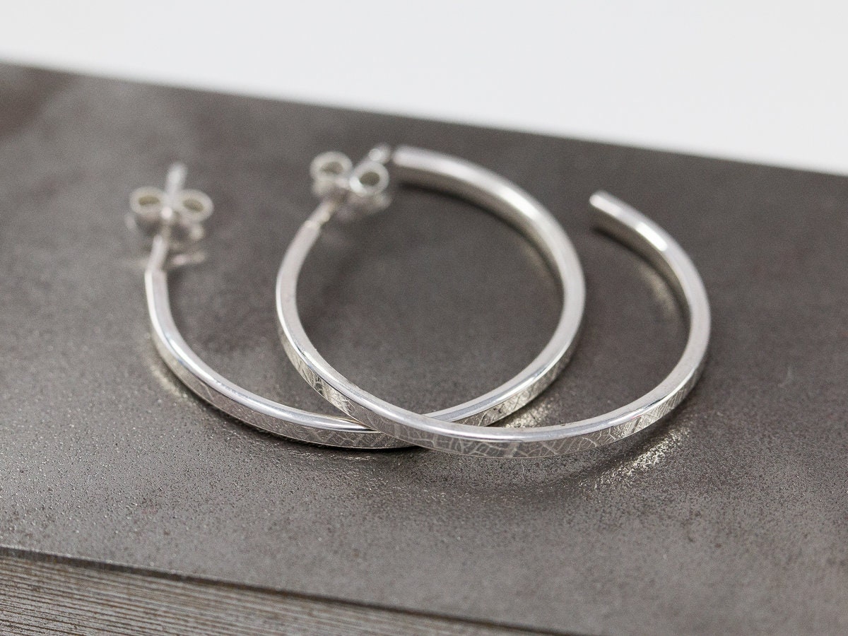 Sterling Silver Half Loop Earringssterling Silverleaf - Etsy UK