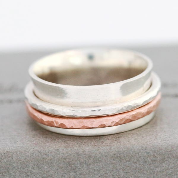 Sterling Silver Spinner Ring|Sterling Silver Worry Ring|Silver Spinner|Spinning Ring|Anxiety Ring|Textured Ring|Meditation Ring|Gift for Her