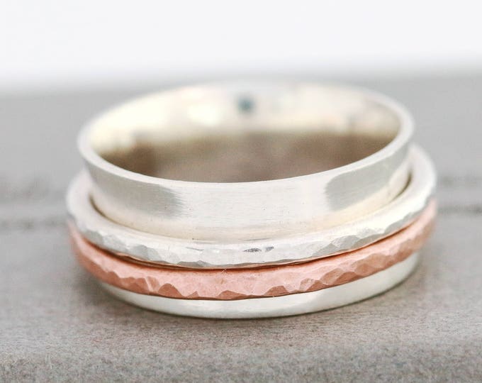Sterling Silver Spinner Ring|Sterling Silver Worry Ring|Silver Spinner|Spinning Ring|Anxiety Ring|Textured Ring|Meditation Ring|Gift for Her