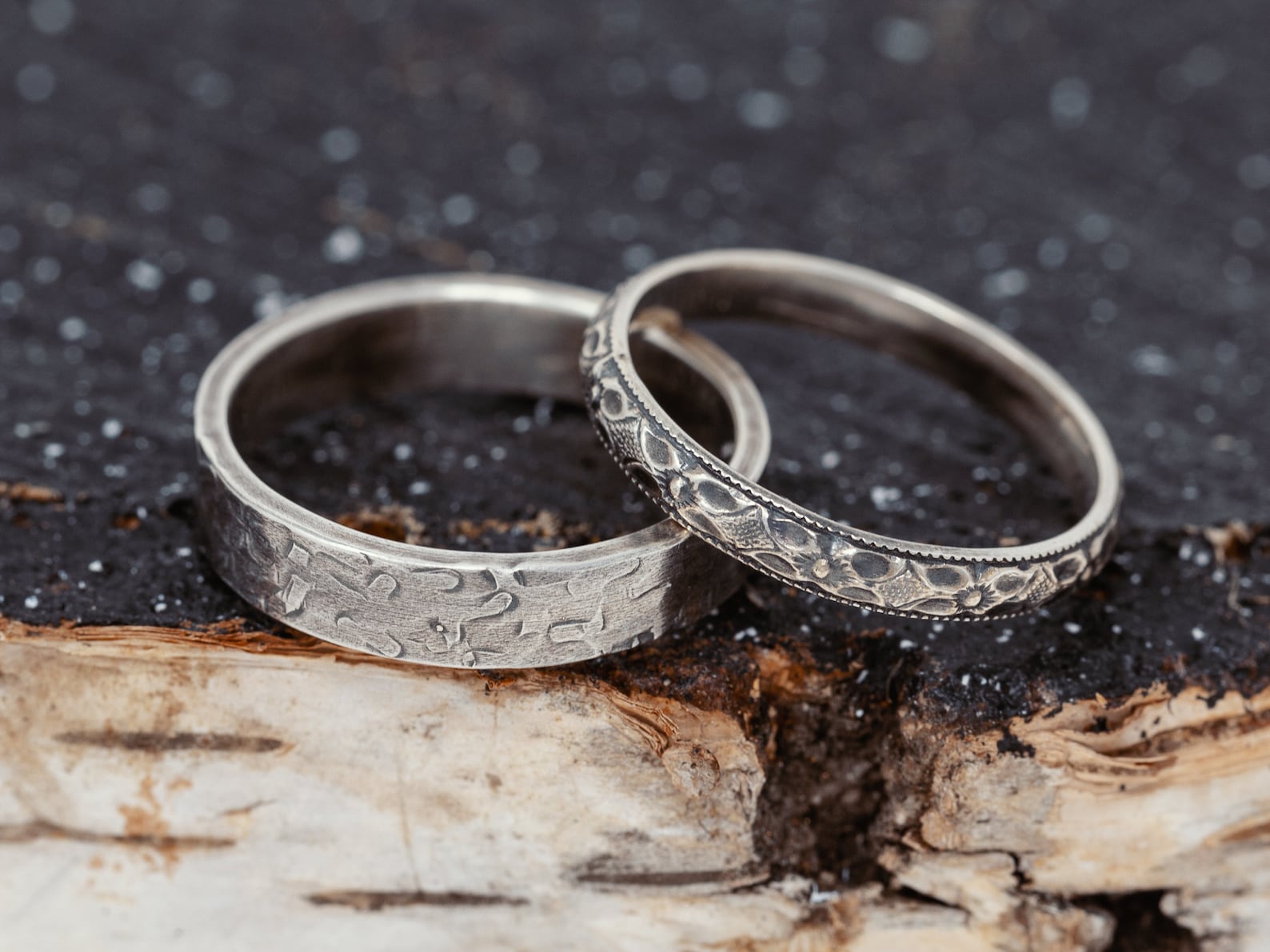 Sterling Silver Wedding Ring Set Floral Wedding Ring Set Etsy UK