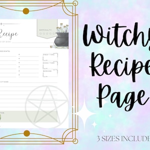 Witchy Recipe sheet, food printable template card, kitchen witch Halloween, magic journal card, spell card pagan wicca witchcraft