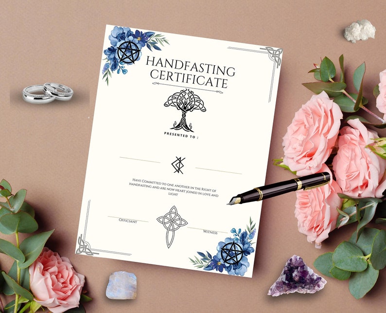 Handfasting Certificate Printable Pagan Wedding Engagement - Etsy