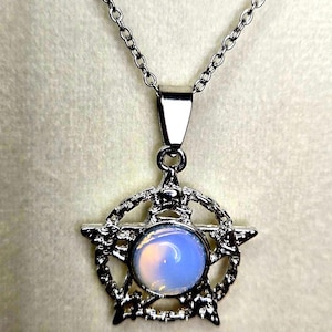 Opalite Star Pendant: Stainless Steel Witch Necklace