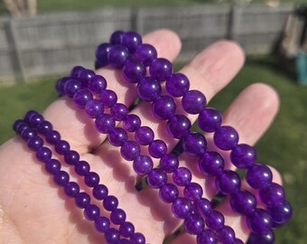 Purple Chalcedony Crystal Bracelet: Enhanced Color, Healing Stone