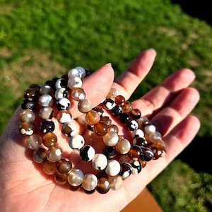 Orca agate stone crystal stretch bracelet, 8mm orca agate stone beaded bracelet,