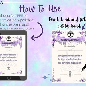 Handfasting Certificate Printable, Pagan Wedding Engagement Ritual Druid Witch Celtic Viking ...