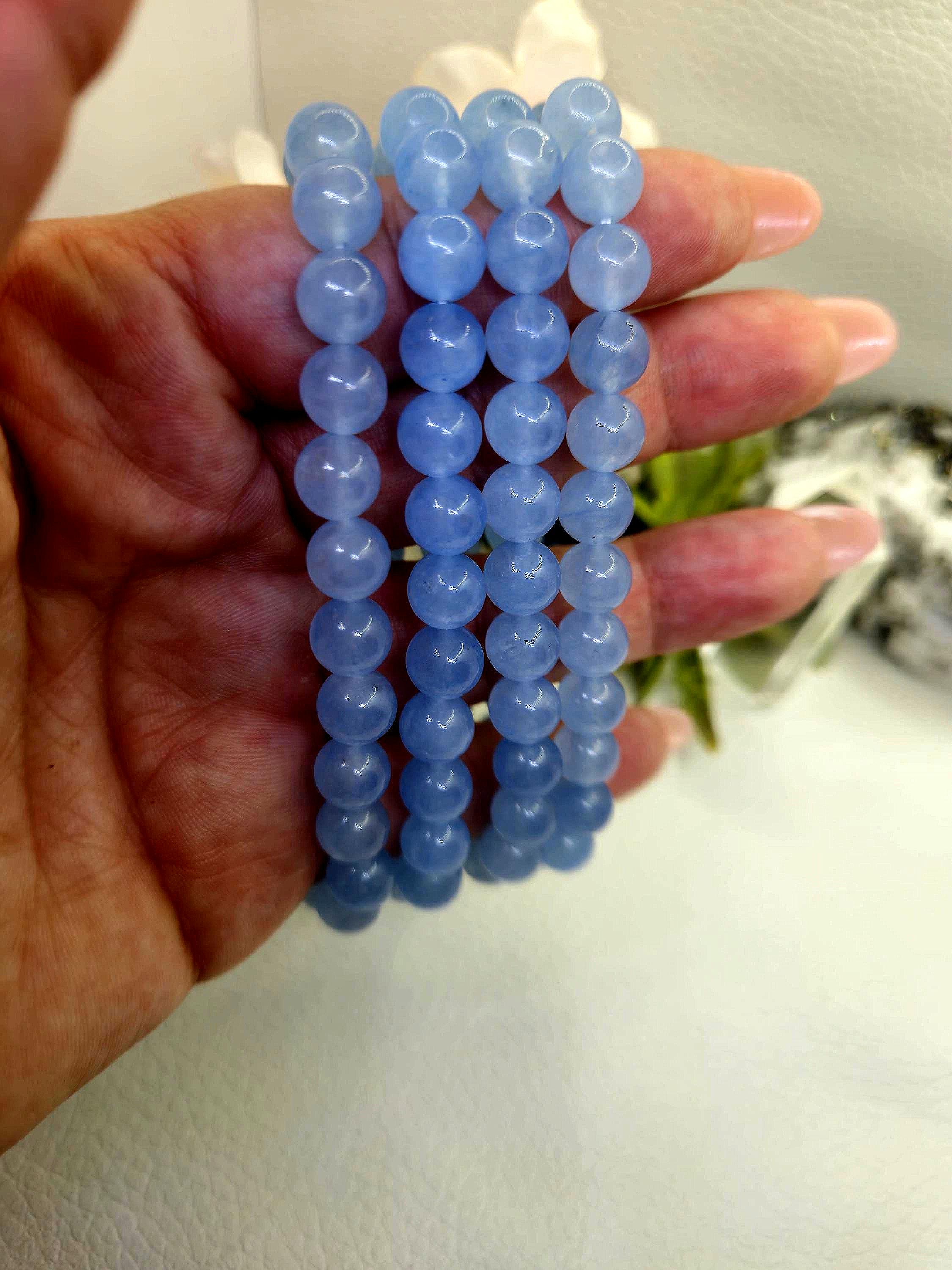 AMOR SPES 天然石 ブルー 星空 ビーズ ブレスレット メンズ レディース ラップブレスレット 伸縮性ブレスレット サマー 並行輸入品 アクアマリンクリスタルストレッチブレスレット：ユニセックス宝石