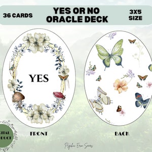 Baraja de oráculo simple Sí o No, cartas de oráculo imprimibles, cottage core, fairy core, cartas de oráculo de acuarela, cartas de tarot, impresión digital