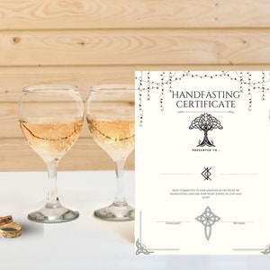 Handfasting Certificate Printable, Pagan Wedding Engagement Ritual Witch Celtic Viking Blessing ...