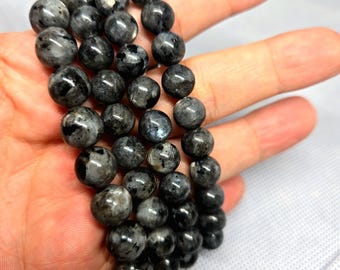 Larvikite Crystal Bracelet: Flashy Beaded Stretch Bracelet