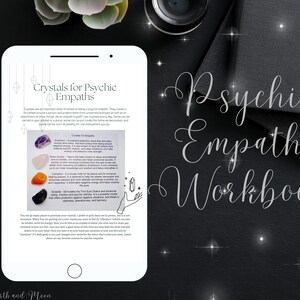 Psychic Empath workbook and planner digital printable, beginner friendly empath training journal selfcare declutter challenege crystal tips